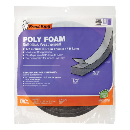 FROST KING FOAM TAPE 1/2""X3/8""X17' L347